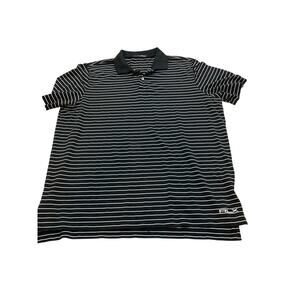 RLX Ralph Lauren Polo Shirt Men's XL Black White Stripe Performance Golf